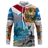 Maxcorners Florida Great Barracuda Custom Long Sleeve performance Fishing Shirts, Florida Flag Fishing jerseys LM0201