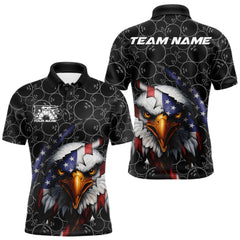 Maxcorners Custom Patriotic Eagle Men Bowling Team Shirt, US Flag Eagle Bowling League Shirt LM0412