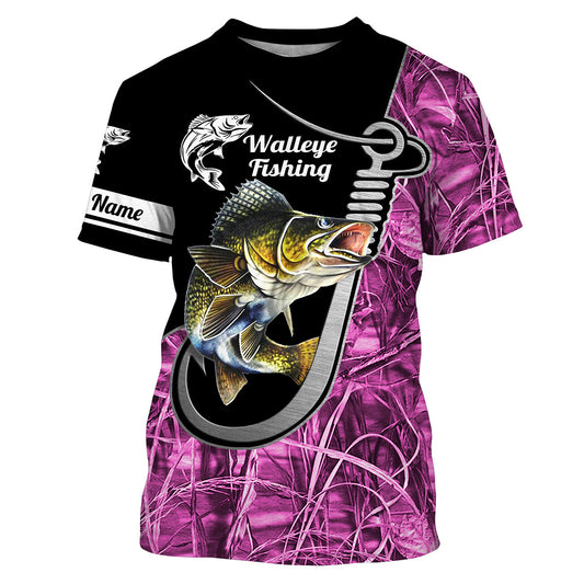 Maxcorners Walleye Fishing Fish Hook Customize Name 3D Shirts