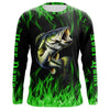 Maxcorners Custom Bass Fishing jerseys, Bass Long sleeve Fishing Shirts personalized Fishing gifts | green LM0201