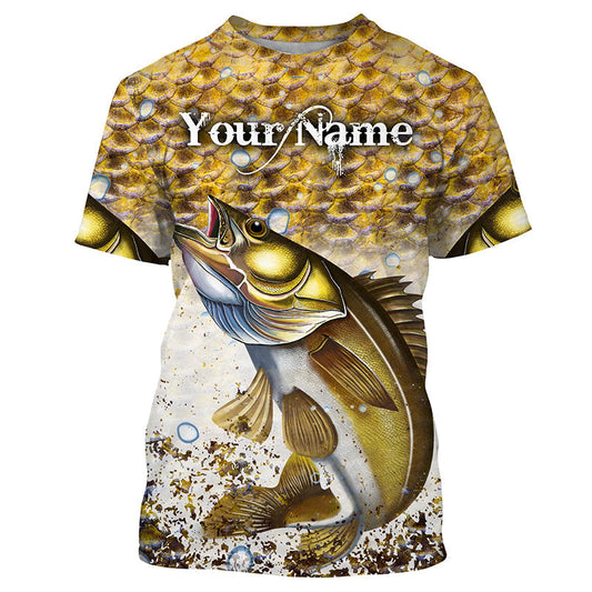 Maxcorners Walleye Fishing Fish 3D Shirts Customize Name