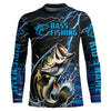 Maxcorners Blue Thunder Lightning Custom Bass Long Sleeve Tournament Fishing Shirts, Bass Fishing Jerseys LM0201