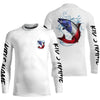 Maxcorners Personalized American Flag Chinook Salmon Fishing Shirts, Patriotic Salmon Long Sleeve Fishing Shirt LM0501