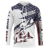 Maxcorners Musky American Flag Custom Fishing Shirts, Patriotic Muskie Fishing Jerseys LM0501