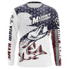 Maxcorners Musky American Flag Custom Fishing Shirts, Patriotic Muskie Fishing Jerseys LM0501
