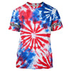 Maxcorners Red, White And Blue Tie Dye Custom Patriotic Long Sleeve Fishing Shirts, Performance Fishing Shirts 1 LM0201