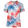Maxcorners Red, White And Blue Tie Dye Custom Patriotic Long Sleeve Fishing Shirts, Performance Fishing Shirts LM0201