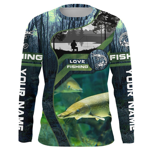 Maxcorners Alligator Gar Custom Long Sleeve Uv Fishing Shirts, Gar Hunter Fishing Gifts LM0201