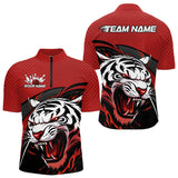 Maxcorners Custom Black And Red Tiger Bowling Team Polo Shirts For Men, Bowling League Shirt