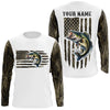 Maxcorners Personalized American Flag Bass Long Sleeve Fishing Camo Shirts, Patriotic Bass Fishing Jersey LM0201