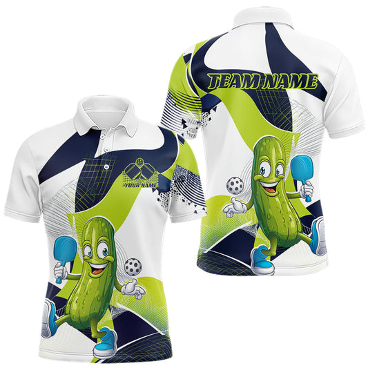 Maxcorners Custom Funny Pickleball Polo Shirts For Men, Cool Pickles Playing Pickleball Humorous Shirt 1 LM1307