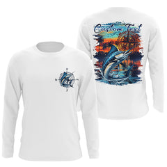 Maxcorners Custom Marlin Fishing Long Seeve Sport Fishing Shirts, Saltwater Performance Fishing Shirt MT2108