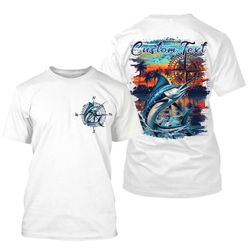 Maxcorners Custom Marlin Fishing Long Seeve Sport Fishing Shirts, Saltwater Performance Fishing Shirt MT2108