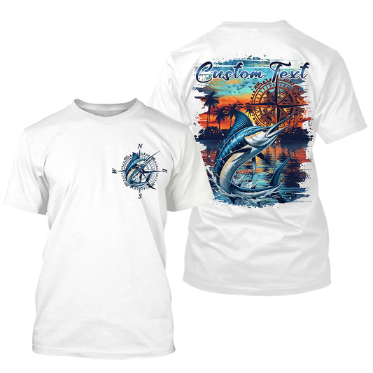 Maxcorners Custom Marlin Fishing Long Seeve Sport Fishing Shirts, Saltwater Performance Fishing Shirt MT2108