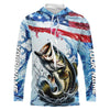 Maxcorners Personalized American Flag Bass Fishing Shirts, Patriotic Bass Long Sleeve Tournament Fishing Shirt LM0201