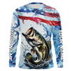 Maxcorners Personalized American Flag Bass Fishing Shirts, Patriotic Bass Long Sleeve Tournament Fishing Shirt LM0201