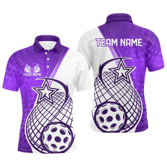 Maxcorners Custom Purple Pickleball Polo Shirts For Men, Pickleball Tournament Team Shirt LM1307