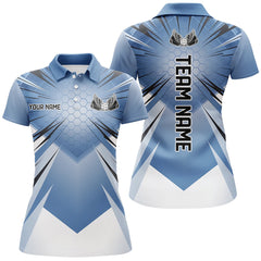 Maxcorners Custom Blue Pickleball Jerseys, Outdoor Pickleball Polo Shirts For Men, Pickleball Uniform