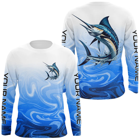 Maxcorners Marlin fishing blue deep sea Custom UPF fishing Shirts jersey, custom fishing shirts with hood LM2408