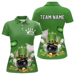 Maxcorners Custom Green St Patrick'S Day Bowling Polo Shirts For Men, Women Saint Patrick Team Bowling Outfits