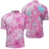 Maxcorners Pink Tie Dye Camo Pink Ribbon And Butterfly Custom Breast Cancer Awareness Polo Shirts