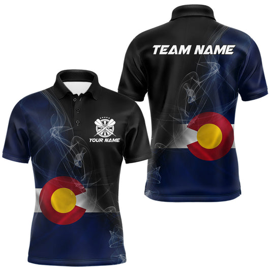 Maxcorners Custom Smoke Flame Colorado Flag Patriotic Darts Shirt For Men, Dart League Team Jerseys LM2602
