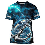 Maxcorners Blue Thunder Lightning Anchor Custom Nautical Marlin Saltwater Fishing T-Shirts For Men MT2108