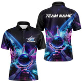 Maxcorners Custom Galaxy Bowling Men Polo Shirts, Holographic Bowling Jersey Bowling League Shirt LM2509
