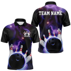 Maxcorners Custom Galaxy Bowling Polo Shirts For Men, Cosmic Bowling Team Jerseys TU2107