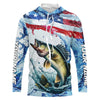 Maxcorners Personalized Patriotic Walleye Long Sleeve Fishing Shirts, American Flag Fishing Shirts LM0501