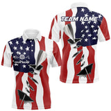 Maxcorners Custom Patriotic US Flag Silver Dart Steel Tip Dart Men Polo Shirt, Dart Team Jerseys LM1809