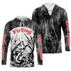 Maxcorners Largemouth Bass Fishing Gray Camo Custom 3D Full Printing Shirts, Bass Long Sleeve Fishing Shirts LM0201