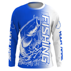 Maxcorners Custom Catfish Fishing Long Sleeve Tournament Shirts, Catfish Fishing Jerseys Fishing Gifts | Blue LM2408