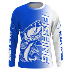 Maxcorners Custom Bass Fishing Long Sleeve Tournament Shirts, Bass Fishing Jerseys Fishing Gifts | Blue LM2408