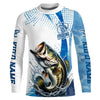 Maxcorners Custom Bass Long Sleeve Fishing Shirts, Bass Fishing Tournament Shirts | Blue Camo LM0201