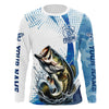 Maxcorners Custom Bass Long Sleeve Fishing Shirts, Bass Fishing Tournament Shirts | Blue Camo LM0201