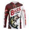 Maxcorners Custom Red Camo Bass Fishing Jerseys, Bass Fishing Long Sleeve Tournament Shirts Fishing Gifts LM0201