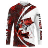 Maxcorners Canada Flag Bass Fishing Custom Long Sleeve Fishing Shirts, Bass Fishing Jerseys | Red Camo LM0201