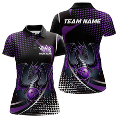 Maxcorners Custom Purple Dragon Bowling Jerseys, Mystical Bowling Team Uniform Polo Shirts For Men LM2707
