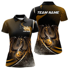 Maxcorners Custom Yellow Dragon Bowling Jerseys, Mystical Bowling Team Uniform Polo Shirts For Men LM2707