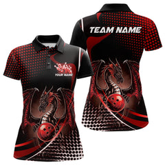 Maxcorners Custom Red Dragon Bowling Jerseys, Mystical Bowling Team Uniform Polo Shirts For Men LM2707
