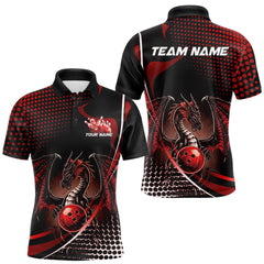 Maxcorners Custom Red Dragon Bowling Jerseys, Mystical Bowling Team Uniform Polo Shirts For Men LM2707