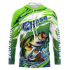 Maxcorners Custom Bass Fishing Jersey, Bass Long Sleeve Uv Protection Fishing Shirts | Green LM0201
