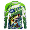 Maxcorners Custom Bass Fishing Jersey, Bass Long Sleeve Uv Protection Fishing Shirts | Green LM0201