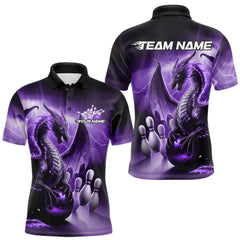 Maxcorners Custom Red Thunder Lightning Dragon Bowling Polo Shirts For Men, Bowling Team Uniform LM233