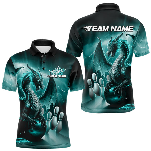Maxcorners Custom Blue And Purple Dragon Bowling Jerseys, Dragon Bowling Team Polo Shirts For Men LM233
