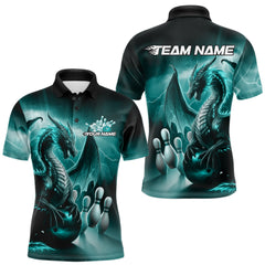 Maxcorners Custom Blue And Purple Dragon Bowling Jerseys, Dragon Bowling Team Polo Shirts For Men LM233