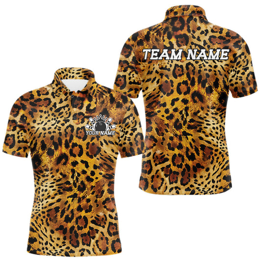 Maxcorners Custom Colorful Cheetah Leopard Print Pattern, Zebra Bowling Shirts For Men, Women And Kid, Bowler Outfit | Black Brown LM2405