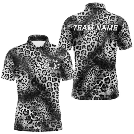 Maxcorners Custom Colorful Cheetah Leopard Print Pattern, Zebra Bowling Shirts For Men, Women And Kid, Bowler Outfit | Gray LM2405