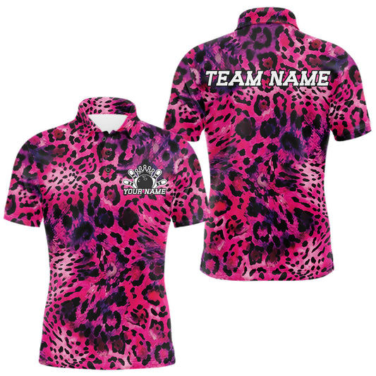 Maxcorners Custom Colorful Cheetah Leopard Print Pattern, Zebra Bowling Shirts For Men, Women And Kid, Bowler Outfit | Pink LM2405